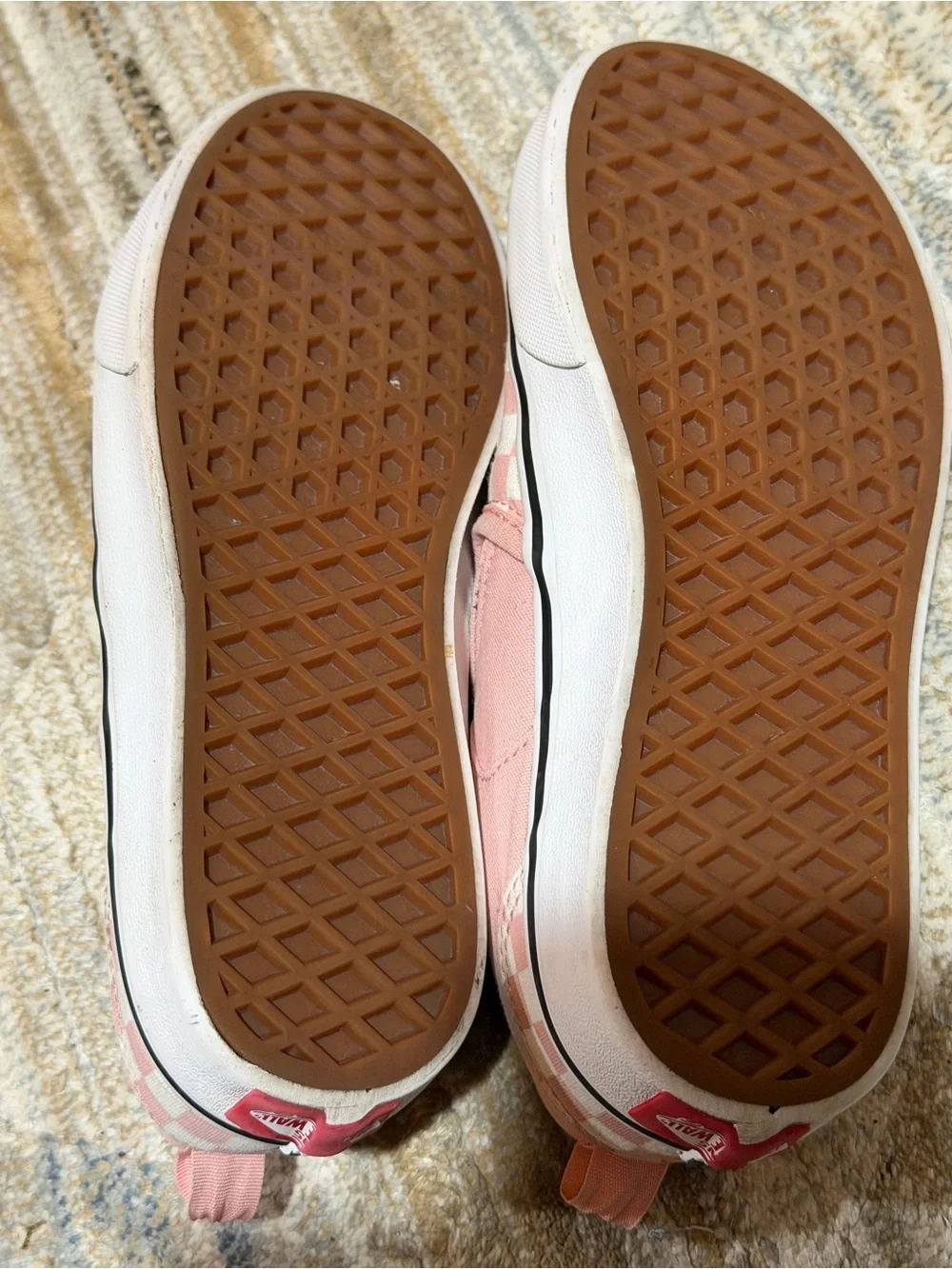 Vans Pink & White Checkerboard Slip-On Sneakers
